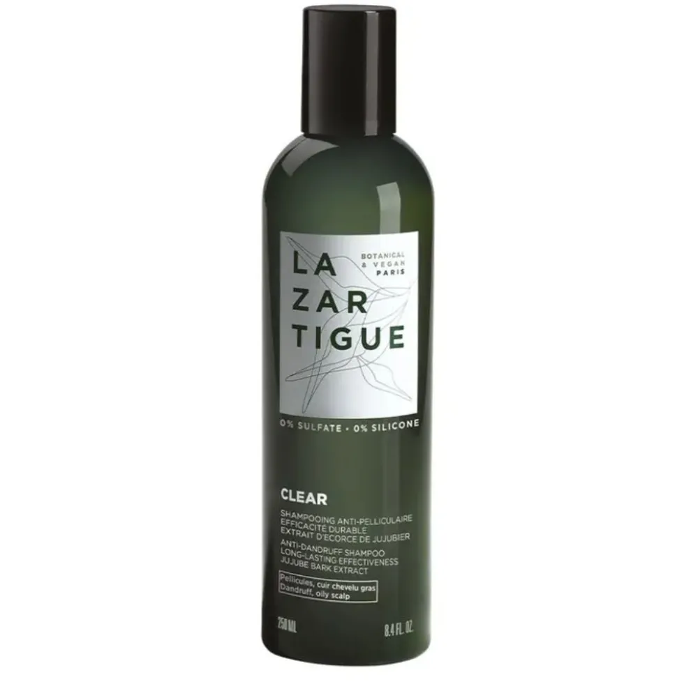 Lazartigue Clear - Shampoo Antiforfora Idratante per Cuoio Capelluto Grasso, 250ml