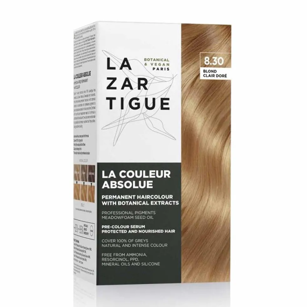 Lazartigue Il Colore Assoluto 8.30 biondo chiaro dorato - Colorazione permanente per capelli, 1 kit