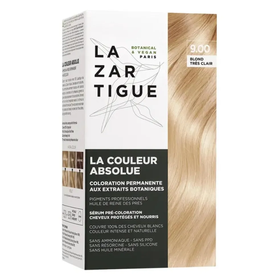 Lazartigue Il Colore Assoluto 9.00 Biondo Chiarissimo - Tinta permanente senza ammoniaca, 1 kit