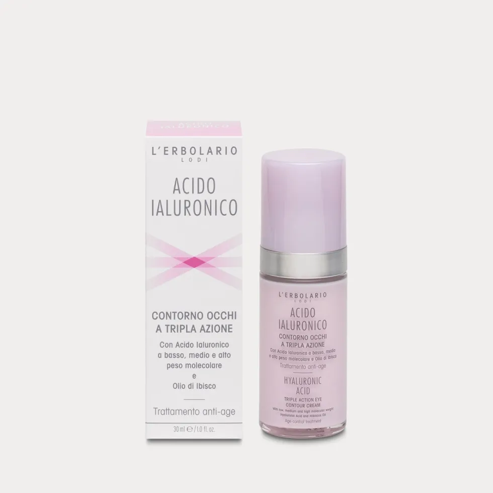 L'Erbolario Acido Ialuronico - Crema per il contorno occhi con tripla azione anti-età, 30 ml