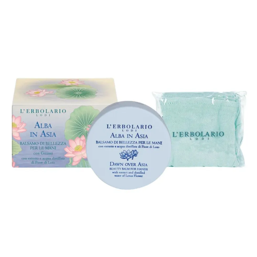 L'Erbolario Alba in Asia - Balsamo per le mani ad azione nutriente ed emolliente, 75 ml con guanti