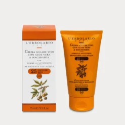 L'Erbolario crema solare viso SPF 25 fotoprotettiva contro scottature e secchezza, 75 ml