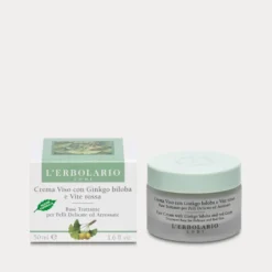 L'Erbolario Crema viso Ginkgo biloba e vite rossa - Crema anti-rossore per le pelli sensibili, 50 ml