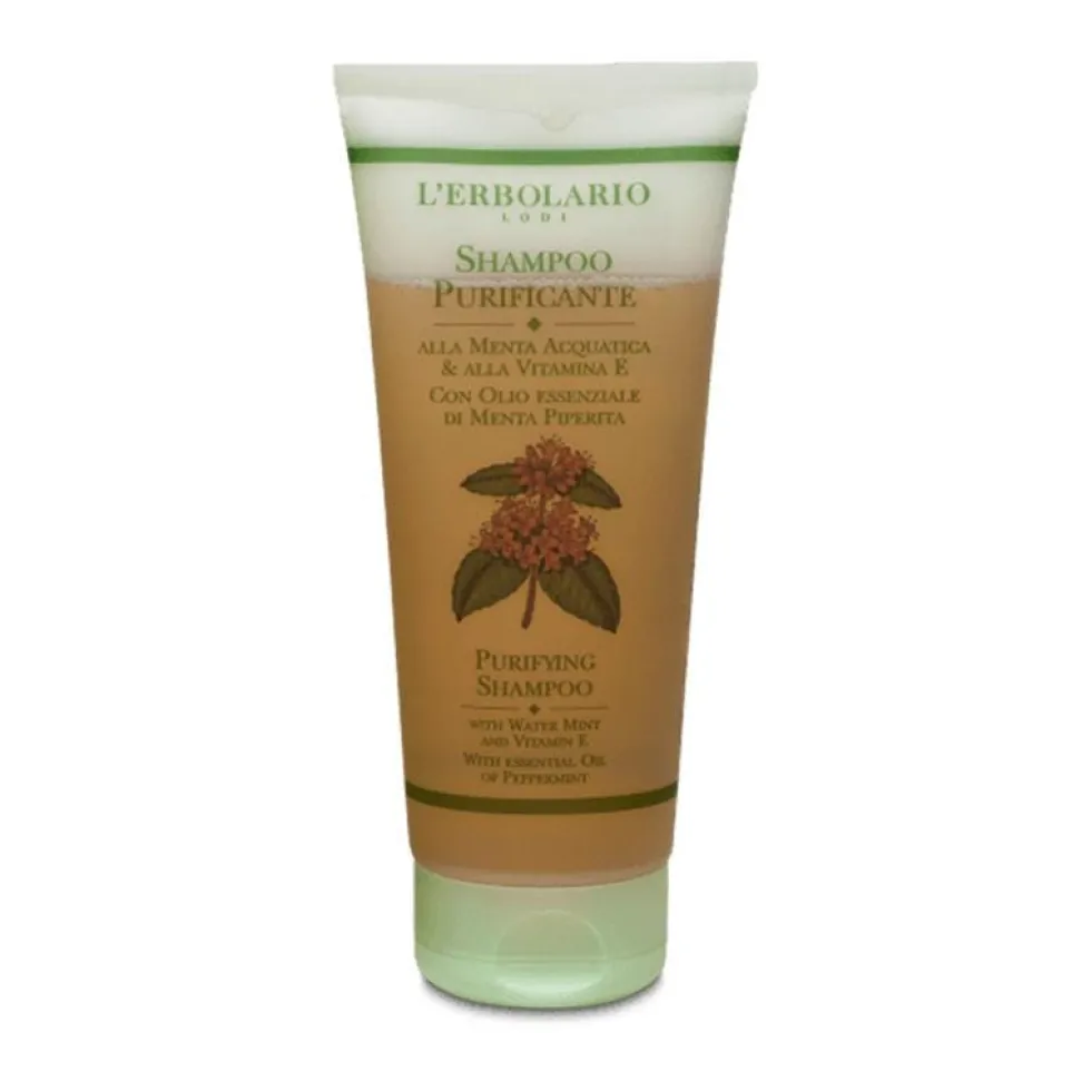 L'Erbolario Shampoo purificante alla menta Detergente antiossidante per capelli grassi, 200 ml