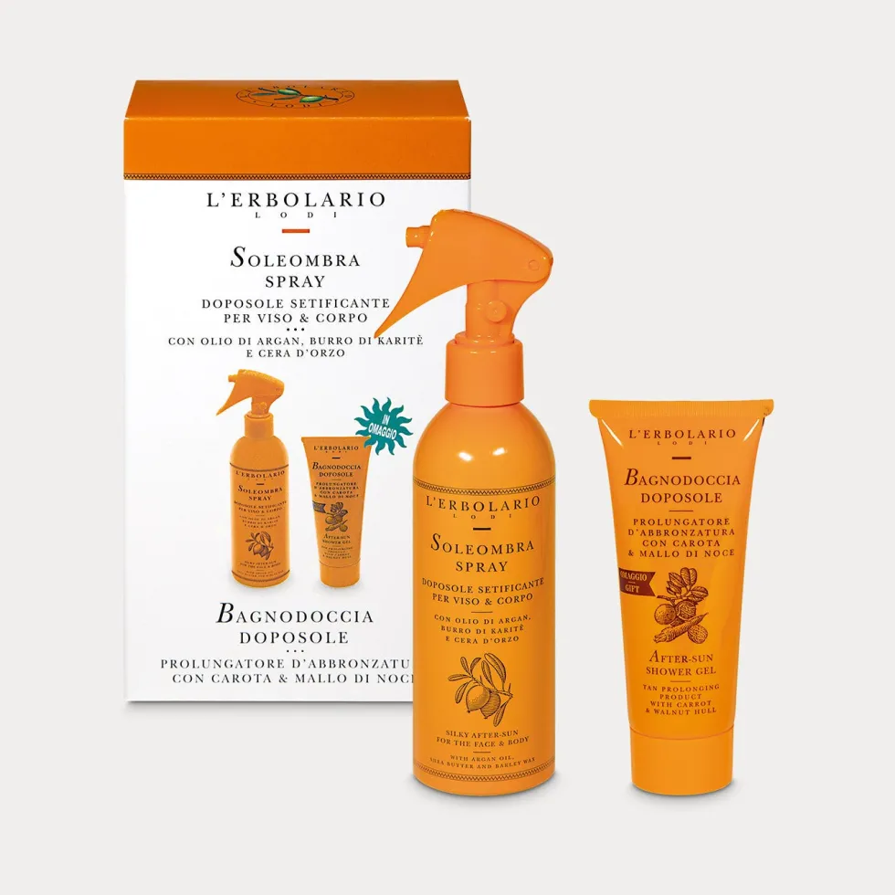 L'Erbolario Soleombra Kit Spray doposole 200ml + Bagnodoccia per idratare la pelle 100ml