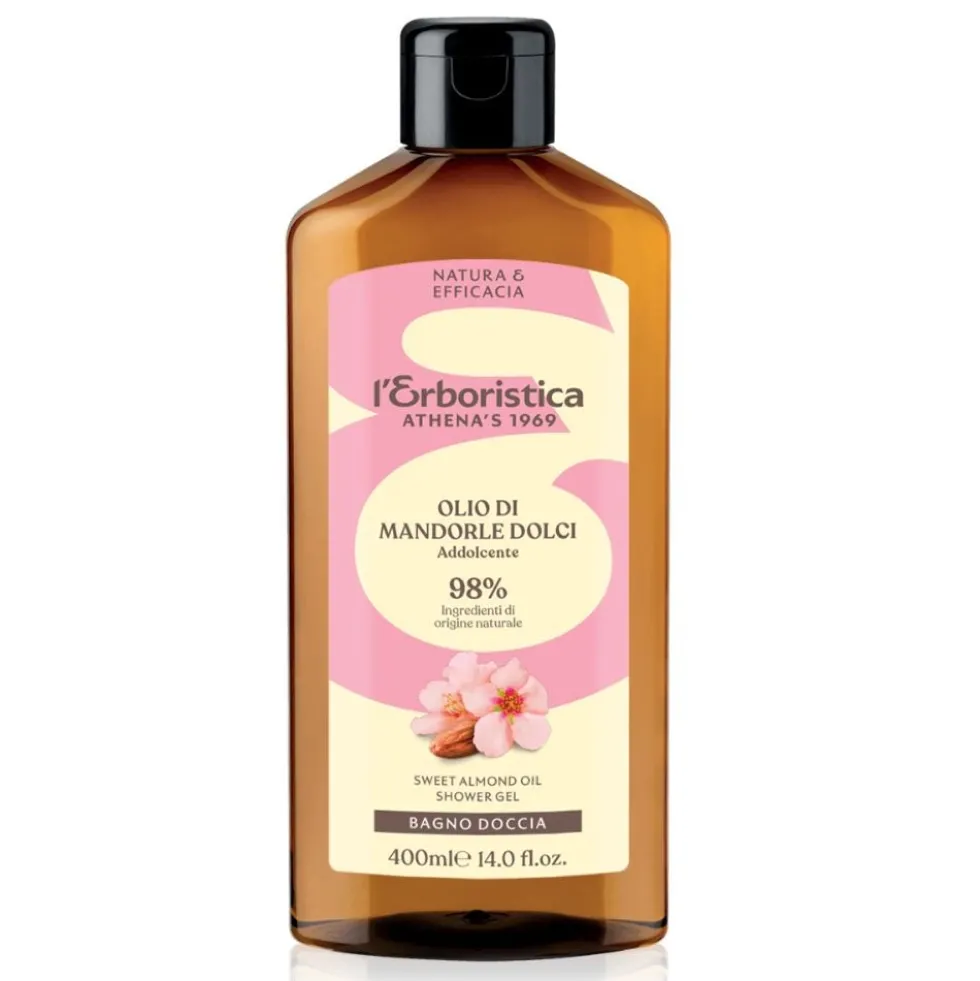 L'Erboristica Mousse doccia all'olio di mandorle dolci - Detergente per pelli disidratate, 400 ml