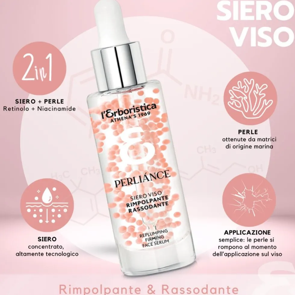 L'Erboristica Perliance - Siero Viso Rimpolpante Rassodante Niacinamide e Retinolo, 30ml