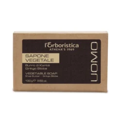 L'Erboristica Sapone vegetale uomo - Saponetta antiossidante al karité e ginkgo biloba, 100 g