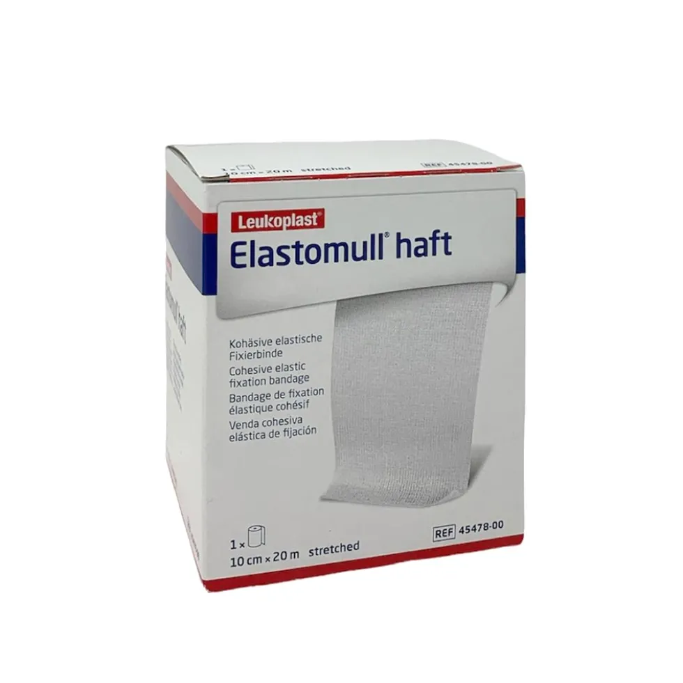Leukoplast Elastomull Haft Benda di fissaggio autoaderente 10cm x 20m, 1 Benda