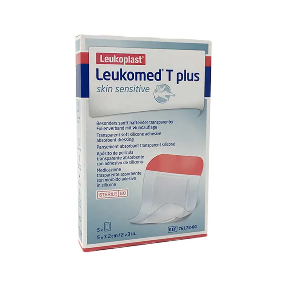 Leukoplast Leukomed T Plus Skin Sensitive Cerotto Medicazione 5 x 7.2 cm, 5Pezzi