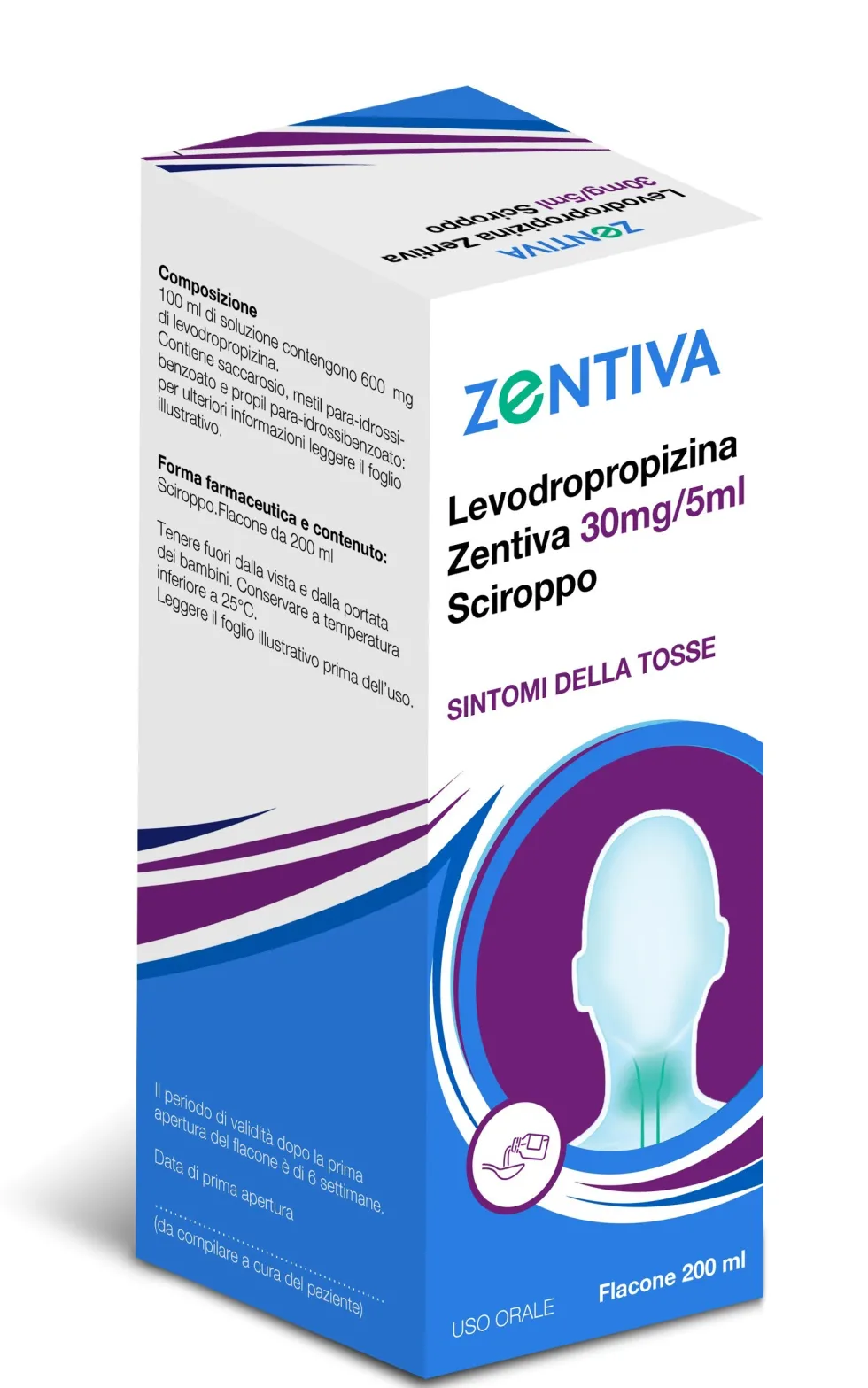 Levodropropizina Zent 30 Mg/5 Ml Sciroppo Flacone Da 200 Ml Con Misurino Dosatore