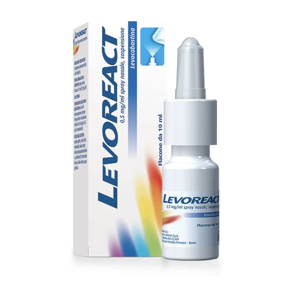 Levoreact Spray Nasale Antistaminico per Allergia Riniti Allergiche e Naso che Cola, 10ml