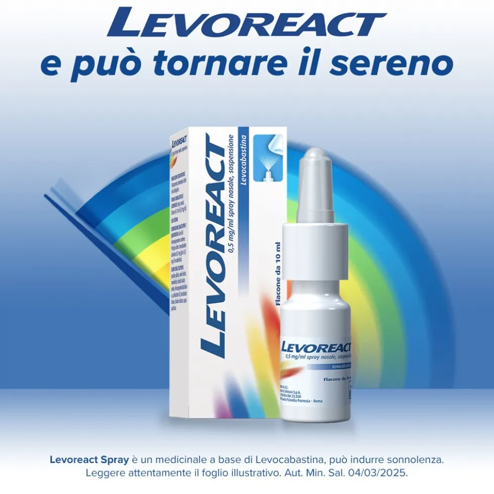 Levoreact Spray Nasale Antistaminico per Allergia Riniti Allergiche e Naso che Cola, 10ml