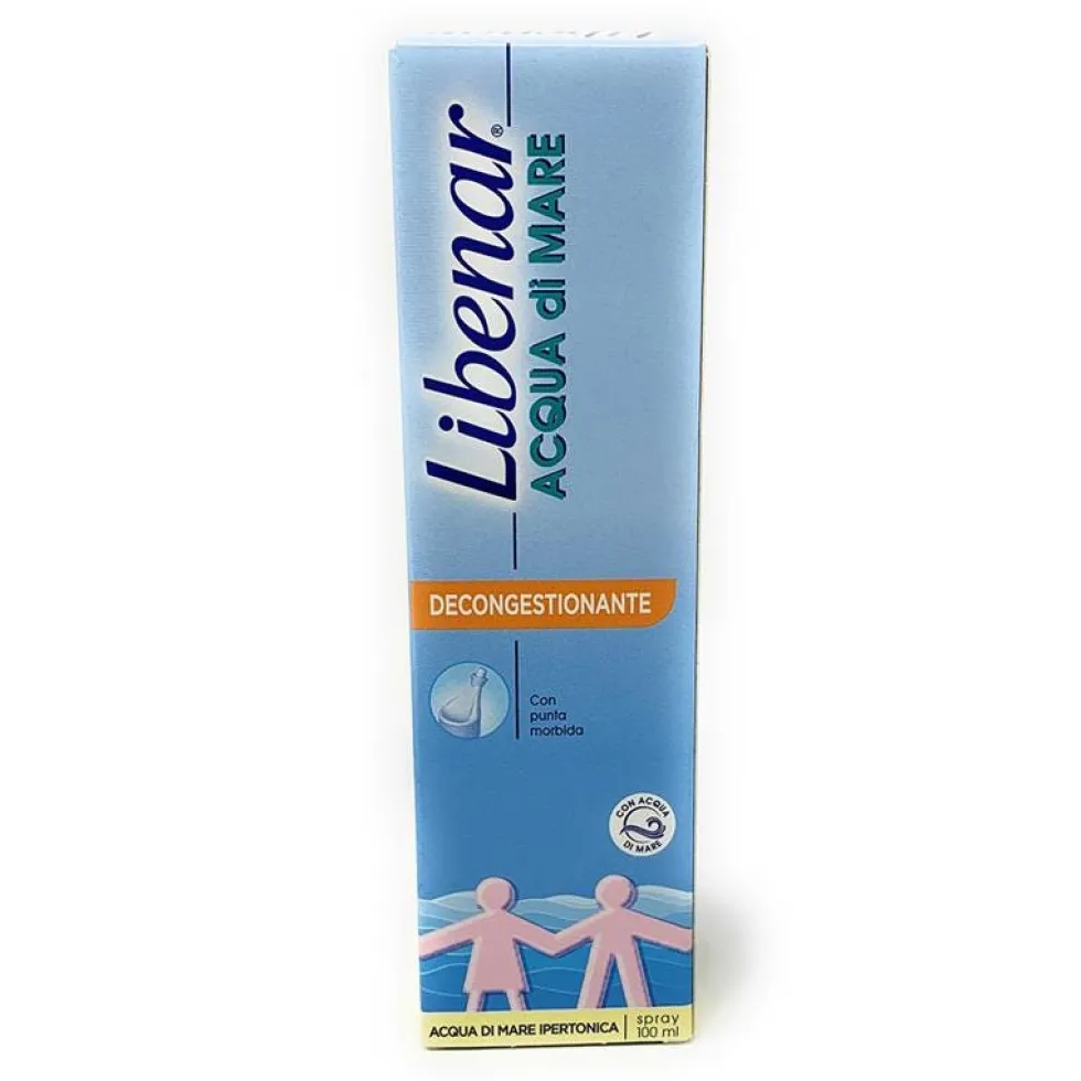 Libenar acqua di mare ipertonica - Spray decongestionante per liberare il naso chiuso, 100 ml