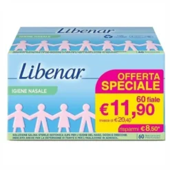 Libenar Soluzione fisiologica - Soluzione salina per l'igiene nasale e oculare, 60 flaconcini