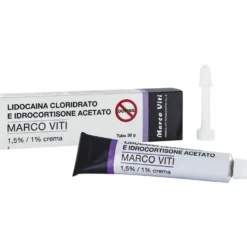 Lidocaina Idrocort Mv Lidocaina Cloridrato e Idrocortisone Acetato 1,5%/1% Crema per Emorroidi, 30g