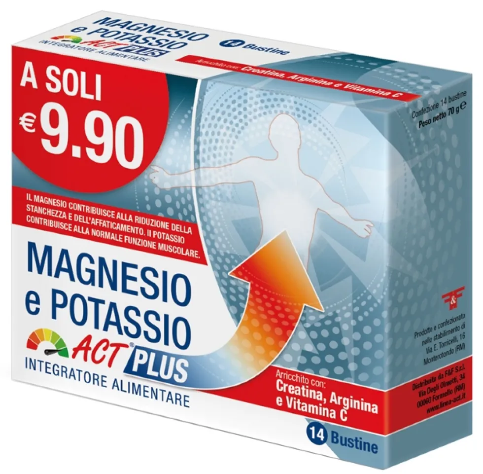 Linea Act Magnesio E Potassio Act Plus Integratore Alimentare, 14 bustine