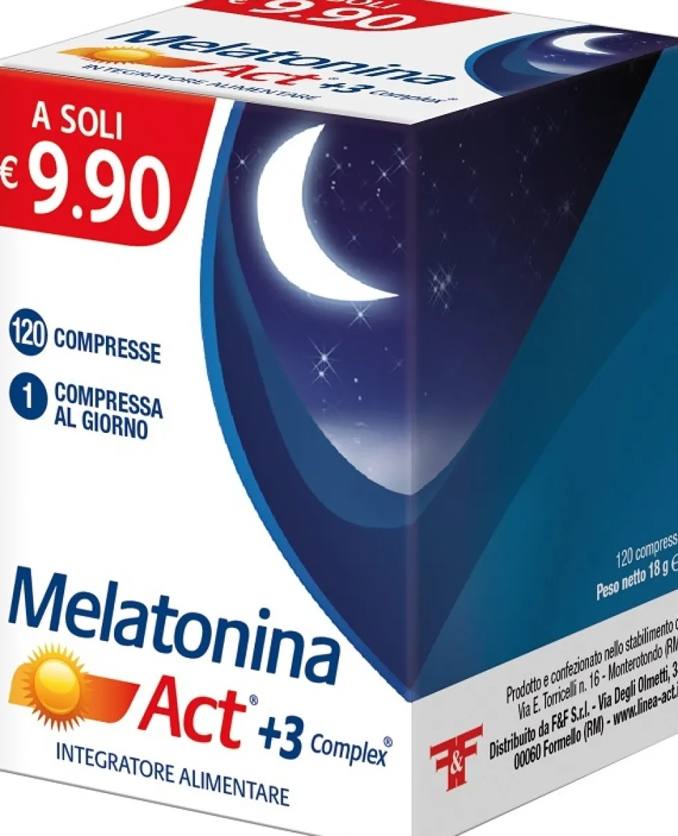 Linea ACT Melatonina ACT +3 Complex - Integratore riposo notturno, 120 compresse