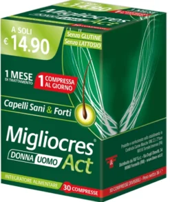 Linea Act Migliocres Act Integratore per rinforzare i capelli e le unghie, 30 compresse divisibili
