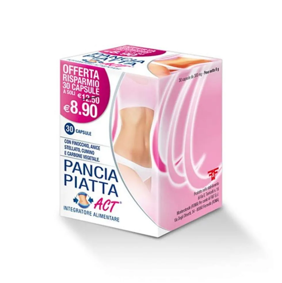 Linea Act Pancia Piatta Act - Integratore alimentare per i gas e la digestione, 30 capsule