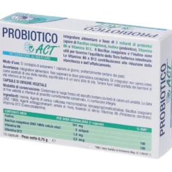 Linea Act Probiotico Act - Integratore per la flora batterica intestinale, 15 capsule vegetali