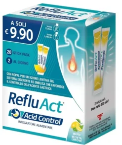 Linea Act RefluAct - Acid Control Integratore per l'acidità gastrica e il reflusso, 20 stick