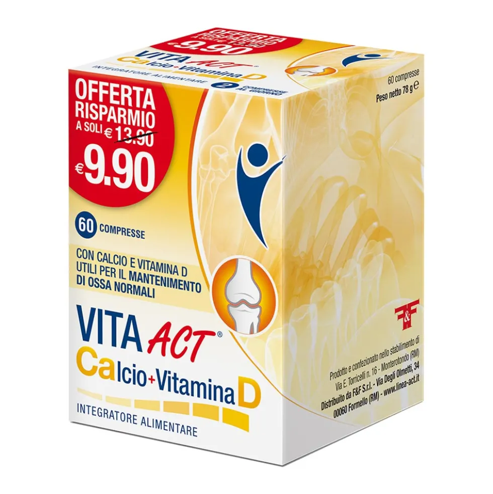 Linea Act Vita Act Calcio + Vitamina D Integratore Alimentare, 60 compresse