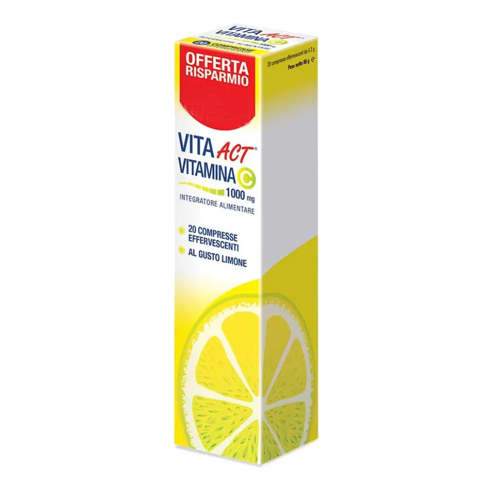 Linea Act Vita ACT Vitamina C 1000mg Integratore, 20 Compresse Effervescenti
