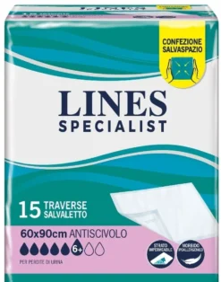 Lines Specialist Classic Traverse assorbenti per l'incontinenza 60x90 cm, 15 traverse