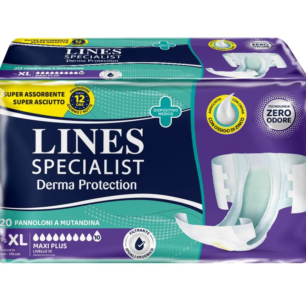 Lines Specialist Derma Maxi XL - Pannolone a mutandina per incontinenza grave, 20 pannoloni