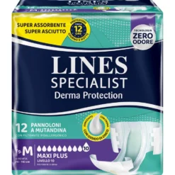 Lines Specialist Derm AP - Pannolone mutandina lenitivo per l'incontinenza Taglia M, 12 pannoloni