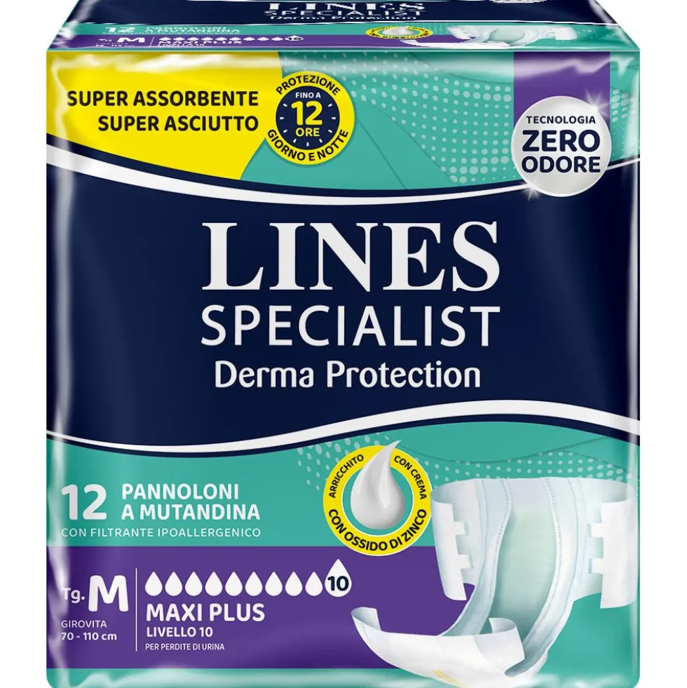 Lines Specialist Derm AP - Pannolone mutandina lenitivo per l'incontinenza Taglia M, 12 pannoloni