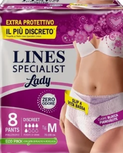 Lines Specialist Pants Discreet Mutandine assorbenti per l'incontinenza, 8 pants