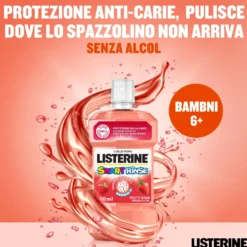 Listerine Smart Rinse Kids - Collutorio per bambini anticarie senza alcol ai frutti rossi, 500 ml