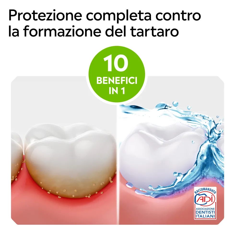Listerine Total Care Tartar Protect Collutorio Gusto Menta Artica al Fluoro 10 Benefici in 1 Pulizia Denti Tartaro Accurata Protezione Completa, 500ml