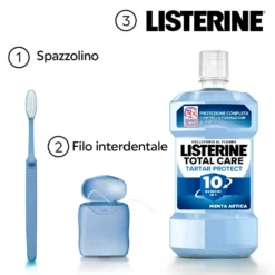 Listerine Total Care Tartar Protect Collutorio Gusto Menta Artica al Fluoro 10 Benefici in 1 Pulizia Denti Tartaro Accurata Protezione Completa, 500ml