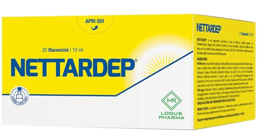Logus Pharma Nettardep Integratore tonico per la stanchezza e lo stress, 20 flaconcini da 10 ml