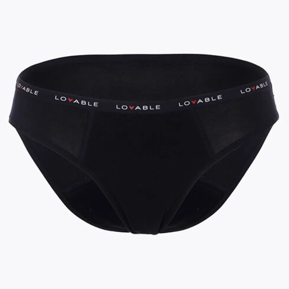 Lovable Slip da ciclo a vita alta nero taglia L - Intimo lavabile per il flusso medio, 1 slip
