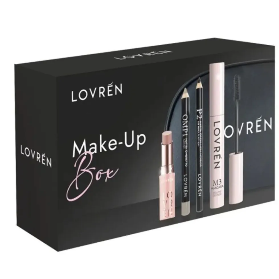 Lovrén Beauty Box Make Up - Cofanetto regalo per il trucco di occhi e labbra, 4 pezzi