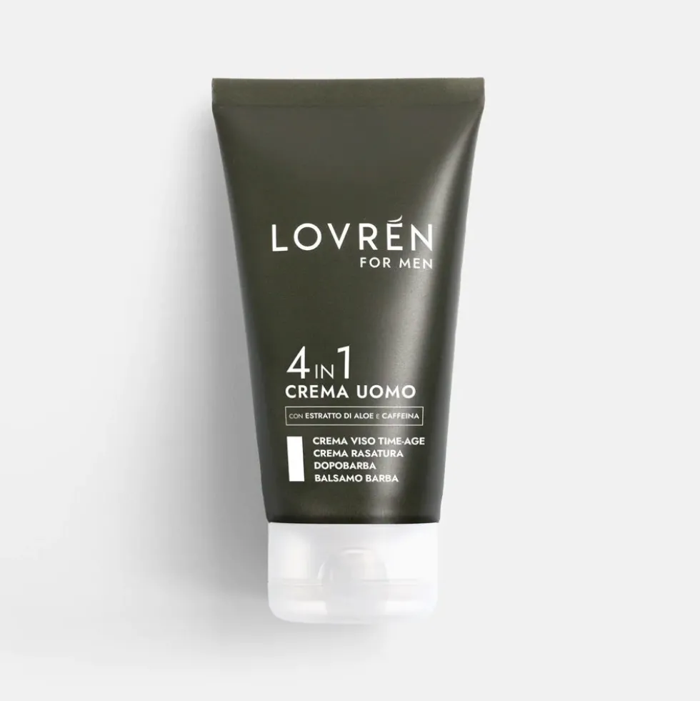 Lovrén Crema Uomo 4 in 1 - Crema multiuso per il viso e la barba idratante e lenitiva, 50 ml