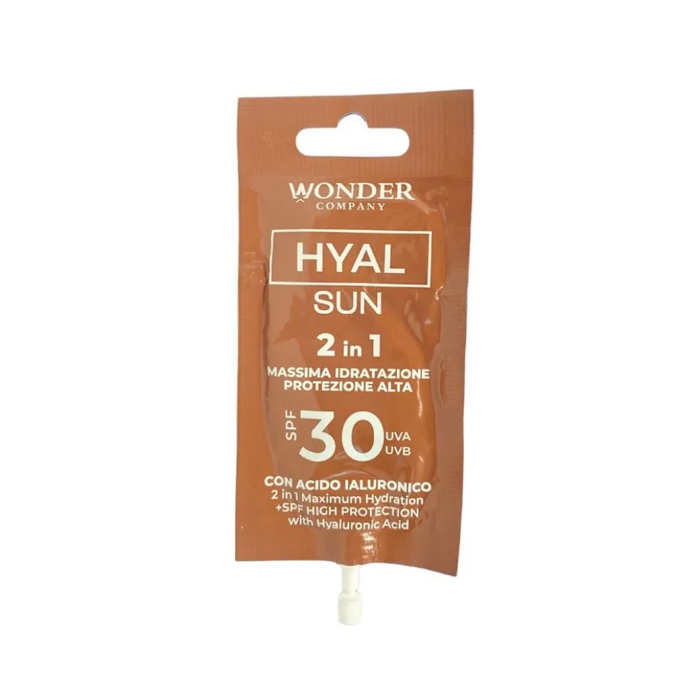 LR Wonder Hyal Sun - Crema solare per il viso SPF 30 con idratazione antietà, bustina da 15 ml