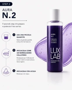 LuxLab Aura N.2 - Collutorio correttore cromatico per un effetto sbiancante, 100 ml