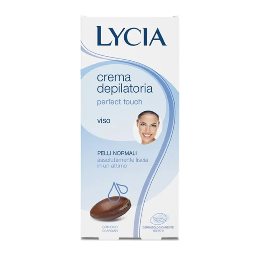 Lycia Perfect Touch - Crema depilatoria emolliente per il viso con olio di argan, 50 ml