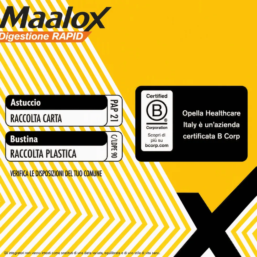 Maalox Digestione Rapid - Integratore per la digestione e l'acidità gastrica, 20 bustine da 2 g