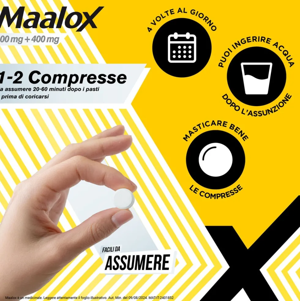 Maalox 400mg + 400mg Compresse Masticabili, 40 Compresse