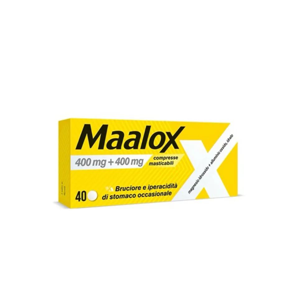 Maalox 400mg + 400mg Compresse Masticabili, 40 Compresse