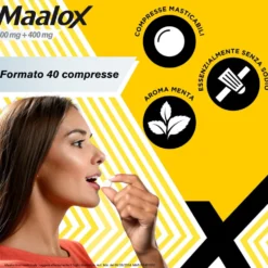 Maalox 400mg + 400mg Compresse Masticabili, 40 Compresse