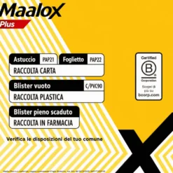 Maalox Plus 200mg + 200mg + 25mg Trattamento Iperacidità Bruciore e Dolore Gastro-Intestinale, 50 Compresse Masticabili