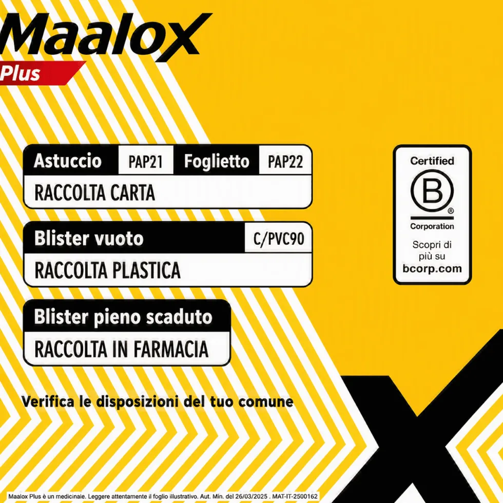 Maalox Plus 200mg + 200mg + 25mg Trattamento Iperacidità Bruciore e Dolore Gastro-Intestinale, 30 Compresse Masticabili