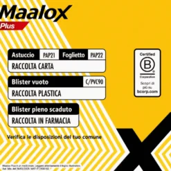 Maalox Plus 4% + 3,5% + 0,5% Sospensione Orale Aroma Limone Trattamento Iperacidità Bruciore e Dolore Gastro-Intestinale, 250ml